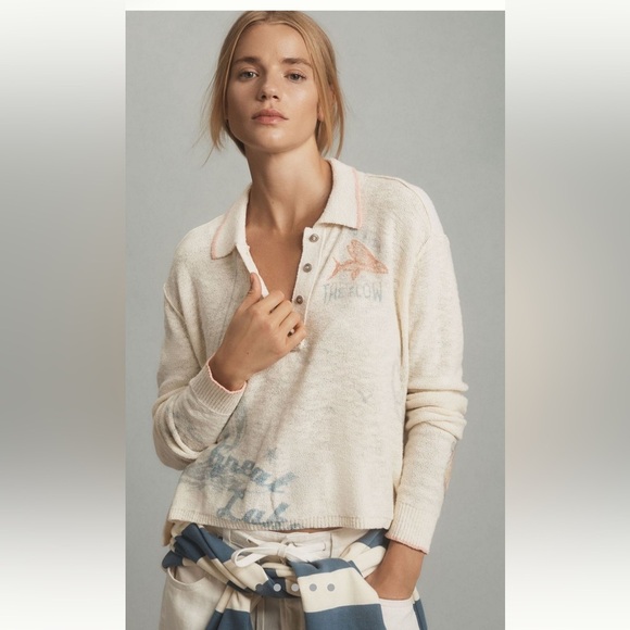 Pilcro Sweaters - PILCRO Letterset Icon Polo Sweater